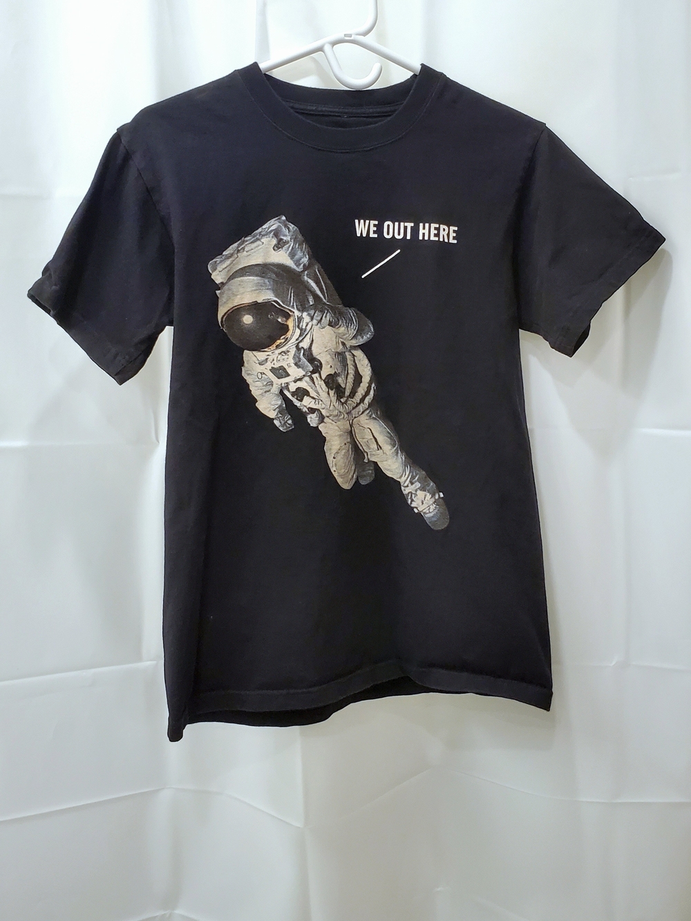 Vintage Black Short Sleeve Tee with Astronaut Graphic